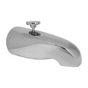 Polished Chrome Tub Spout w/ Pull Up Diverter, Rear 1/2" or 3/4" Connection