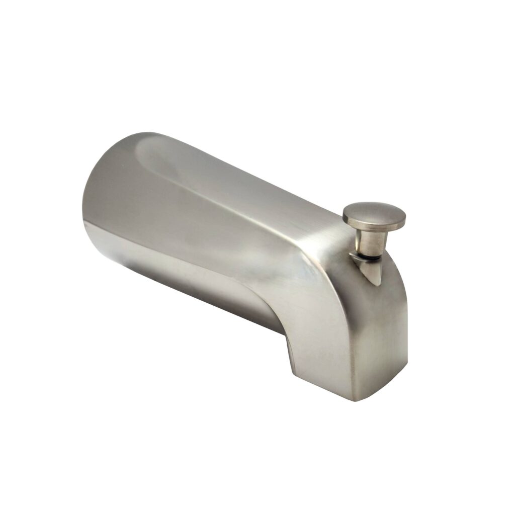 Satin Nickel 1/2" Front Connection Tub Spout w/ Pull Up Diverter