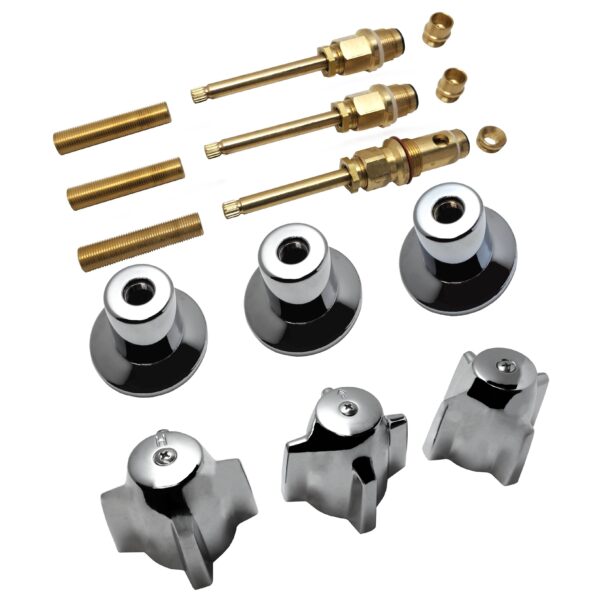 Chrome 3 Piece Rebuild Kit to Fit Central Faucets [Small Stems]