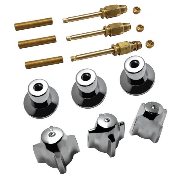 Chrome 3 Piece Rebuild Kit to Fit Central Faucets [Large Stems]