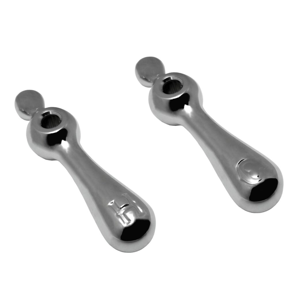 Chrome Lever Handles Hot & Cold Fit American Standard Beavertail Faucets