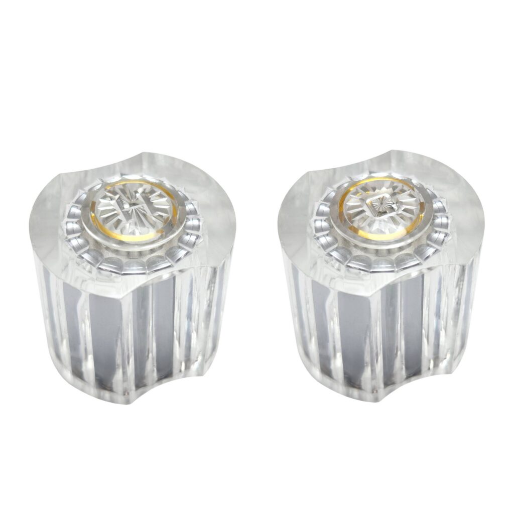 Small Clear/Chrome Knob Handles Hot & Cold Fits American Standard Lavatory Faucets