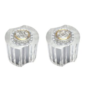 Medium Clear/Chrome Knob Handles Fits Hot & Cold American Standard Lavatory Faucets
