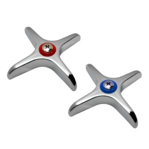 Chrome Hot & Cold Cross Handles Fits Central Brass Faucets (16PT)