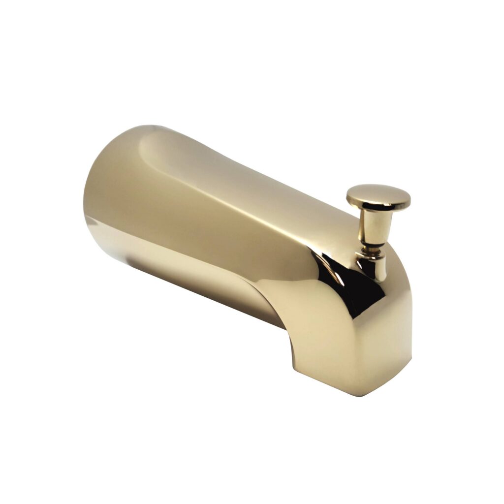 Polished Brass 1/2" Front Connection Tub Spout w/ Pull Up Diverter