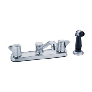 Gerber Maxwell Two Handle Kitchen Faucet w/ Metal Handles Spray & 8" D-Tube Spout Aeration/ Spray