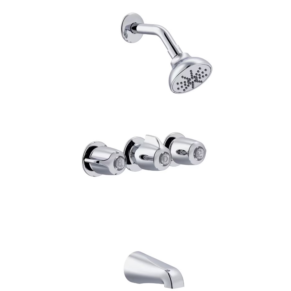 Gerber Classics Three Handle Sliding Sleeve Escutcheon Tub & Shower Fitting with IPS/Sweat Connections & Threaded Spout
