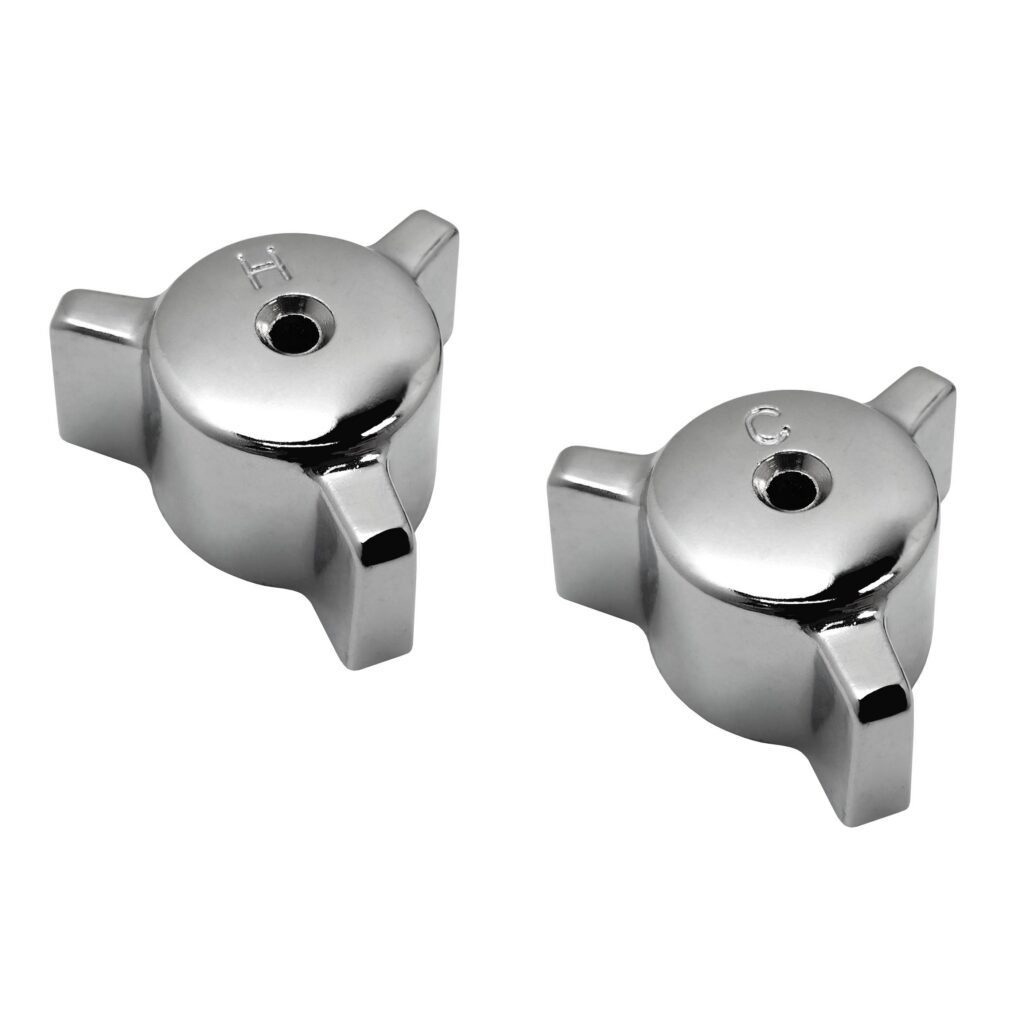Chrome Hot & Cold 3 Arm Handles Fit Central Faucets (Small)