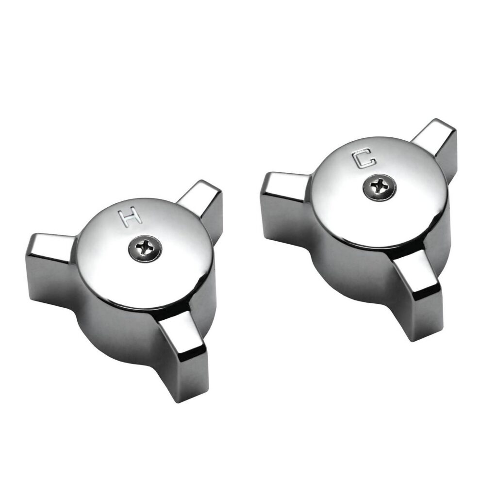 Chrome Hot & Cold 3 Arm Handles Fits Eljer Faucets (Large)