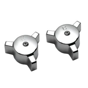 Chrome Hot & Cold 3 Arm Handles Fits Eljer Faucets (Large)