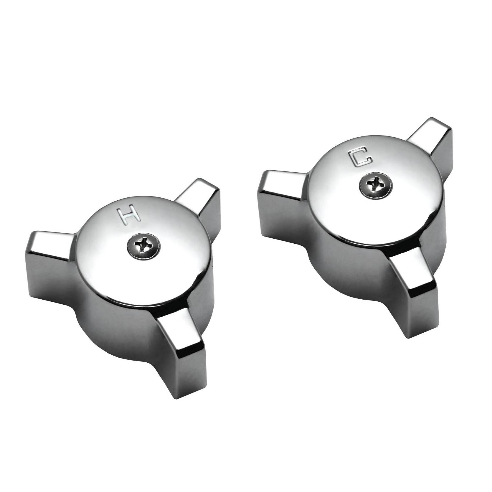 Chrome Hot & Cold 3 Arm Handles Fits Eljer Faucets (Large)