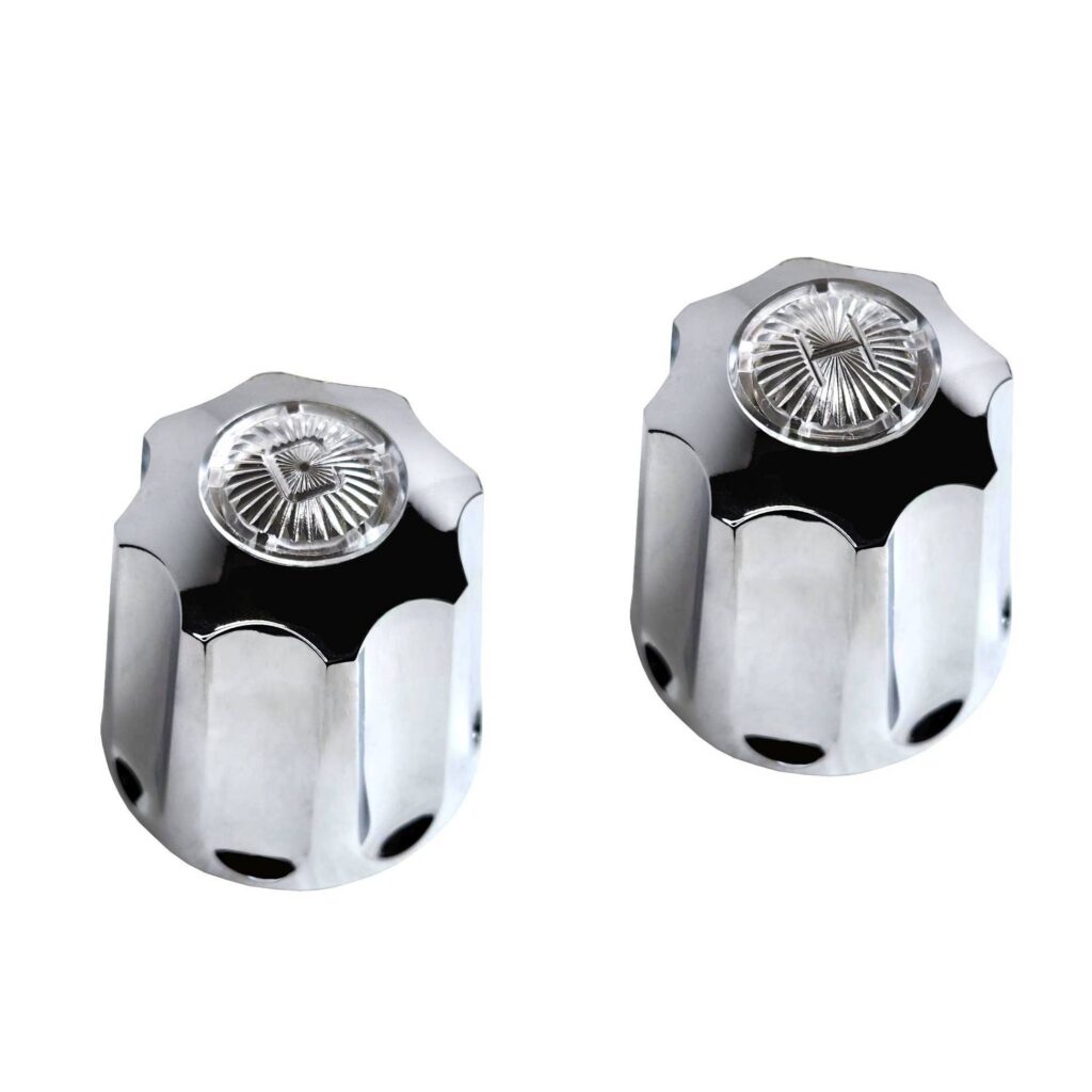 Chrome Hot & Cold Handles Fit Gerber Faucets (Short Broach)