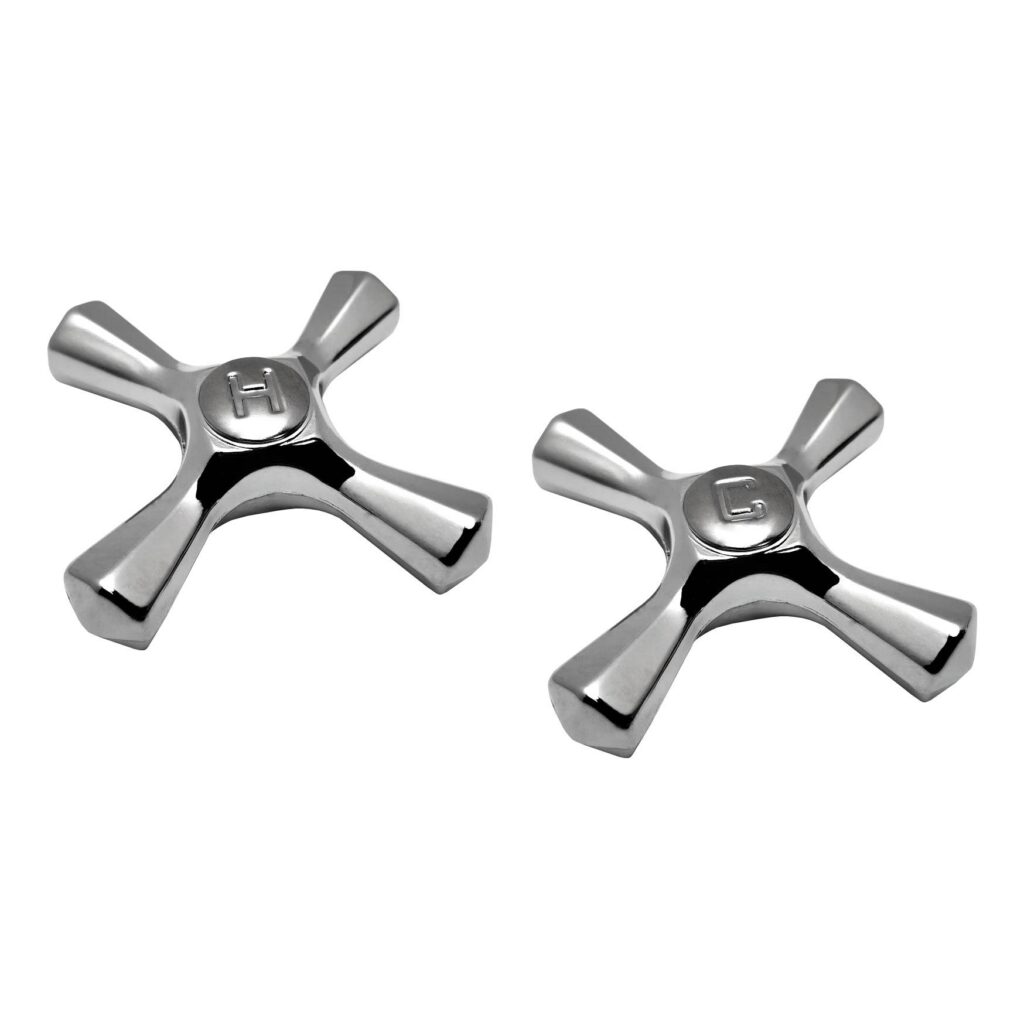 Chrome Hot & Cold Cross Handles Fit Older Style Gerber Faucets