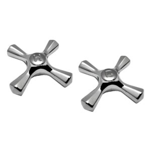Chrome Hot & Cold Cross Handles Fit Older Style Gerber Faucets