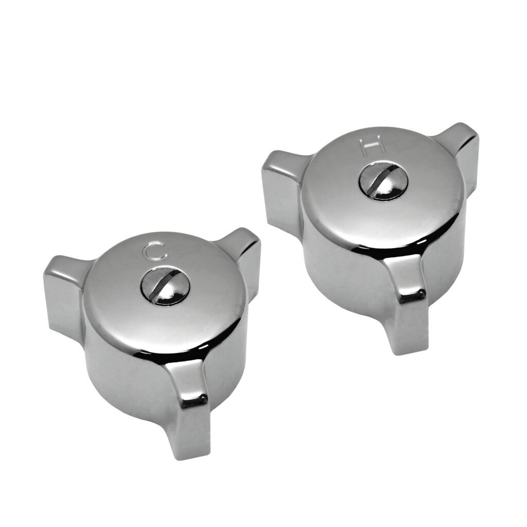 Chrome Hot & Cold 3-Arm Handles Fits Richmond Faucets